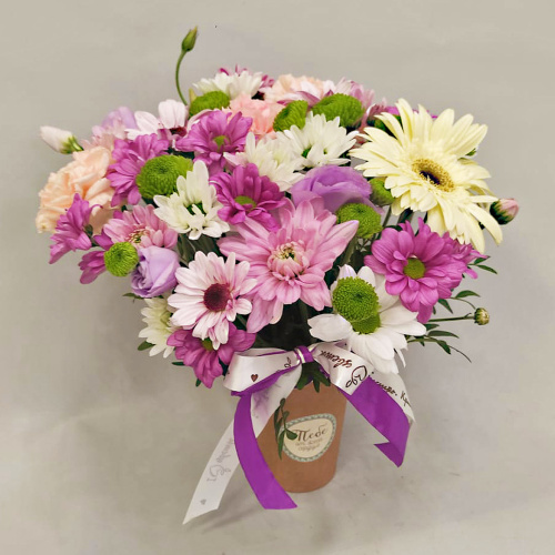 Стаканчик с цветами "Сиреневый закат" арт. 53036