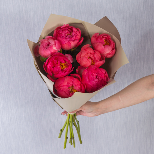 Букет из 7 пионов Корал шарм. арт. 50580-Кор